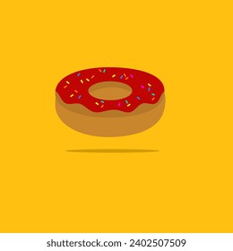 illustration of a strawberry flavored donut