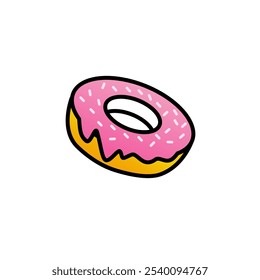 Ilustración de donut con sabor a fresa con coberturas