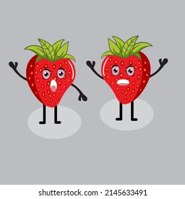 
Illustration of Strawberry Fruit Character having a discussion with his friend.