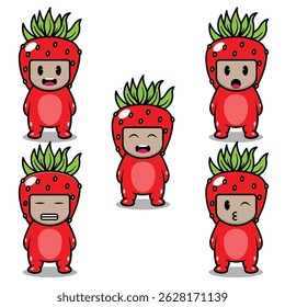 The Illustration of Strawberry Fruit Emoji