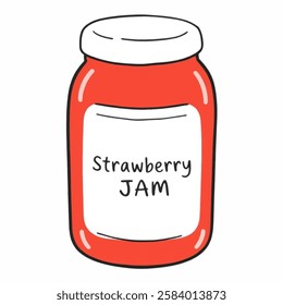 Illustration of a Strawberry Jam Jar with a Cute Label, Perfect for Bakery and BreakfastThemed Graphics A cute strawberry jam jar with a vintagestyle label, radiating homemade charm, perfect for baker