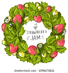 Illustration for strawberry jam sticker