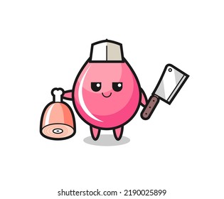 Illustration of strawberry juice drop character as a butcher , cute style design for t shirt, sticker, logo element