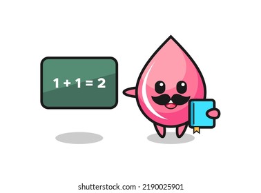 Illustration of strawberry juice drop character as a teacher , cute style design for t shirt, sticker, logo element