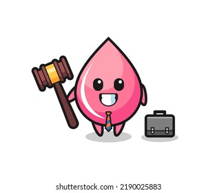 Illustration of strawberry juice drop mascot as a lawyer , cute style design for t shirt, sticker, logo element
