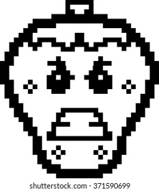 An illustration of a strawberry looking angry in an 8-bit cartoon style.