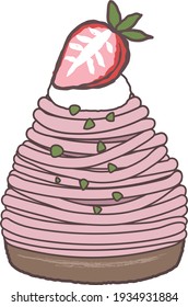 Illustration of strawberry mont blanc