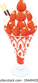 Illustration of a strawberry parfait