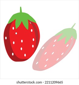 illustration strawberry with a shadow behind