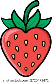 Ilustración de fresa en forma de corazón sin fondo.