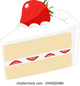 Illustration of strawberry shortcake. Strawberries on top of a whipped cream cake.