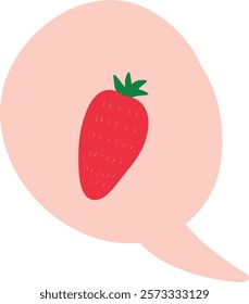 Illustration of a Strawberry in a Speech Bubble