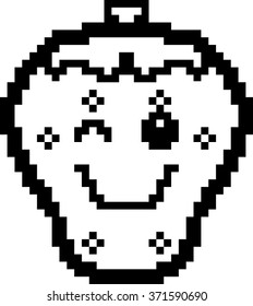 An illustration of a strawberry winking in an 8-bit cartoon style.