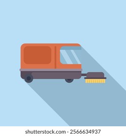 Illustration of a street cleaning machine scrubbing the floor, ideal for cleaning service websites or companies