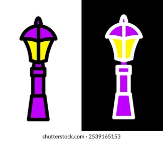 Illustration of street lamp with decorative details, enhancing the charm, vintage and ambiance of public parks and gardens in the city