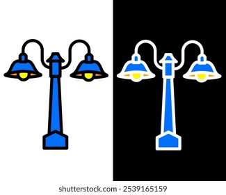 Illustration of street lamp with decorative details, enhancing the charm, vintage and ambiance of public parks and gardens in the city