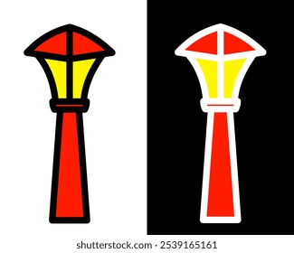 Illustration of street lamp with decorative details, enhancing the charm, vintage and ambiance of public parks and gardens in the city