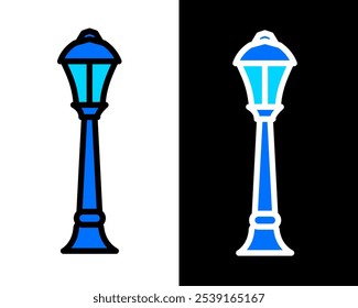 Illustration of street lamp with decorative details, enhancing the charm, vintage and ambiance of public parks and gardens in the city