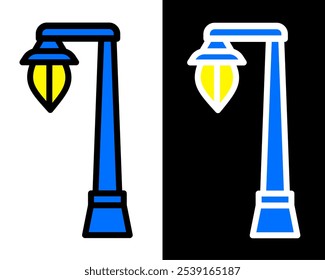 Illustration of street lamp with decorative details, enhancing the charm, vintage and ambiance of public parks and gardens in the city