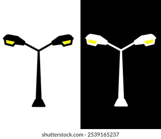 Illustration of street lamp with decorative details, enhancing the charm, vintage and ambiance of public parks and gardens in the city