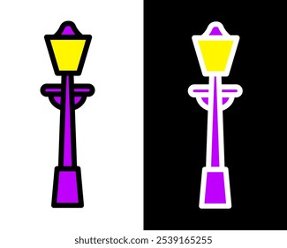 Illustration of street lamp with decorative details, enhancing the charm, vintage and ambiance of public parks and gardens in the city