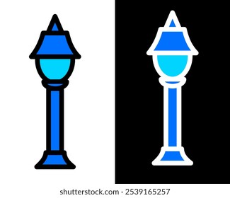 Illustration of street lamp with decorative details, enhancing the charm, vintage and ambiance of public parks and gardens in the city