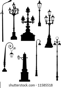 illustration with street lamps collection