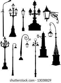 illustration with street lamps collection