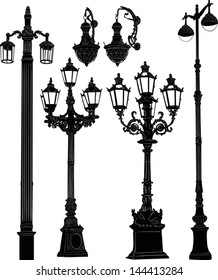 illustration with street lamps collection