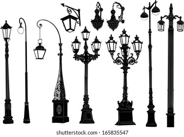 illustration with street lamps collection