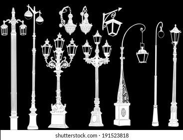 illustration with street lamps collection