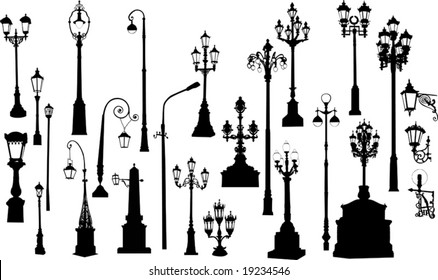 illustration with street lamps collection