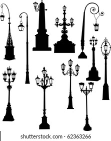 illustration with street lamps collection