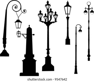 illustration with street lamps collection