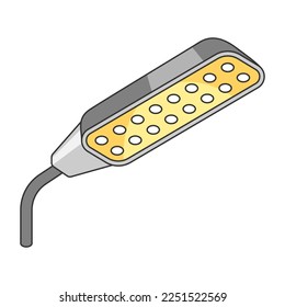 Illustration of street led lamp. Electrical lighting equipment. Industrial or business image. Icon for website and shop.