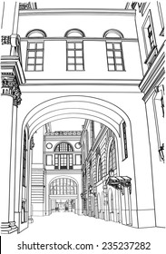 illustration of street in St. Petersburg. winter palace. vector illustration