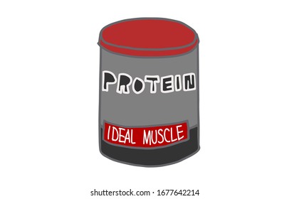 Illustration von Festigkeitsübungsgeräten, Pulverprotein