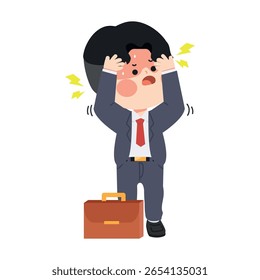 Illustration of Stressed Businessman with Headache cartoon