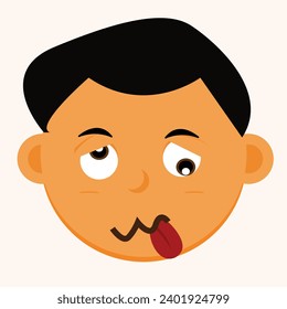 illustration of a stressed facial expression his face looked very messy