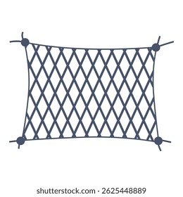 Illustration of a stretched cargo net with ropes tied to its corners, isolated on white