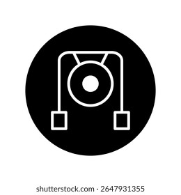 Illustration of a striking gong symbol in a circle on white background that is creative art