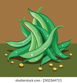 an illustration of string beans or green beans.