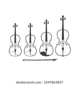 illustration of string quartet instruments, vector art.