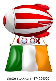 Illustration of a stripe-colored balloon with the flag of Ireland on a white background