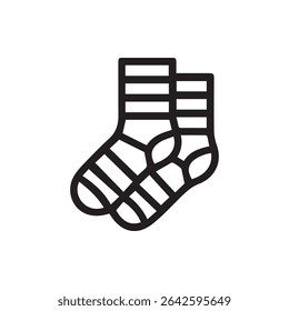 Ilustração de meias listradas. Um ícone simples representando conforto e calor. Ótimo para designs de vestuário de inverno e projetos relacionados a têxteis.