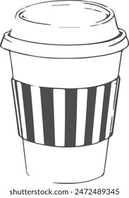 Illustration of striped take-out drink cups and paper cups