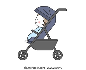 Illustration of a stroller seen from the side.