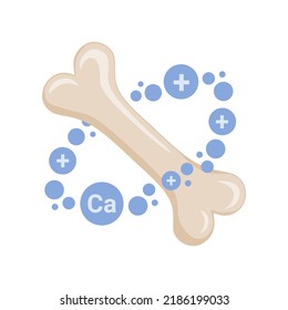 Illustration of a strong healthy bone with calcium. Medicine, the concept of healthcare. Vector illustration isolated on a white background.