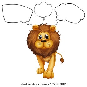 Illustration of a strong lion with empty callouts on a white background