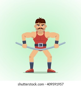 Illustration Of A Strong Man Bending Steel